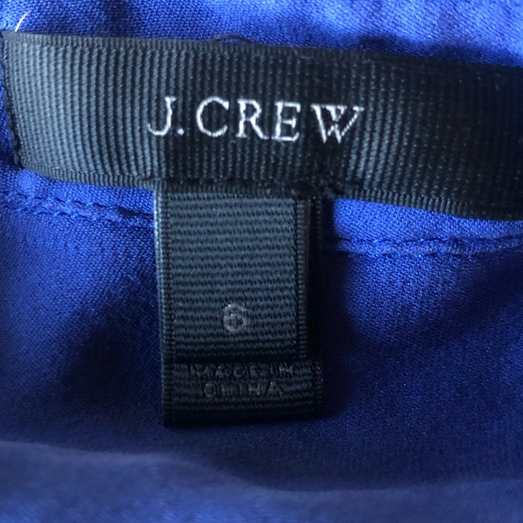 J Crew Royal Blue Silk Sleeveless Collared Top Size 6 Button Front Flowy Blouse - Picture 9 of 9